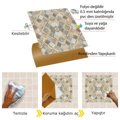 Tink Kendinden Yapışkanlı Pvc Gold Çiçek 30x30 cm Kaplama