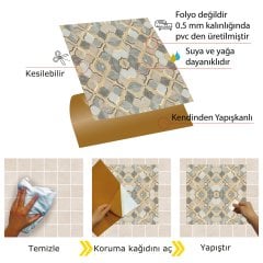 Tink Kendinden Yapışkanlı Pvc Gold Çiçek 30x30 cm Kaplama 1 m2 (11 Adet)