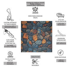 Tink Kendinden Yapışkanlı Keçe Duvar Kağıdı Renkli Taş Desenli 48x280 cm