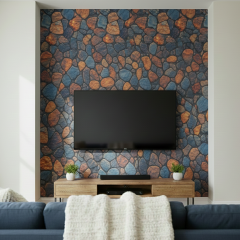 Tink Kendinden Yapışkanlı Keçe Duvar Kağıdı Renkli Taş Desenli 48x280 cm