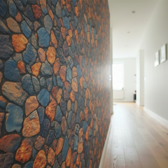 Tink Kendinden Yapışkanlı Keçe Duvar Kağıdı Renkli Taş Desenli 48x280 cm