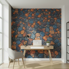 Tink Kendinden Yapışkanlı Keçe Duvar Kağıdı Renkli Taş Desenli 48x280 cm