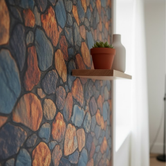 Tink Kendinden Yapışkanlı Keçe Duvar Kağıdı Renkli Taş Desenli 48x280 cm