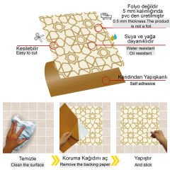 Tink Kendinden Yapışkanlı Pvc Altın Selçuklu Yıldızı 30x30 cm Kaplama