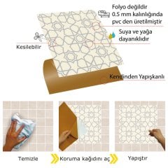 Tink Kendinden Yapışkanlı Pvc Gümüş Selçuklu Yıldızı 30x30 cm Kaplama