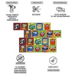 Tink Kendinden Yapışkanlı Çocuk Desenli Dekoratif Mini Pvc Karo Kaplama