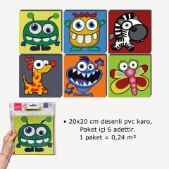 Tink Kendinden Yapışkanlı Çocuk Desenli Dekoratif Mini Pvc Karo Kaplama