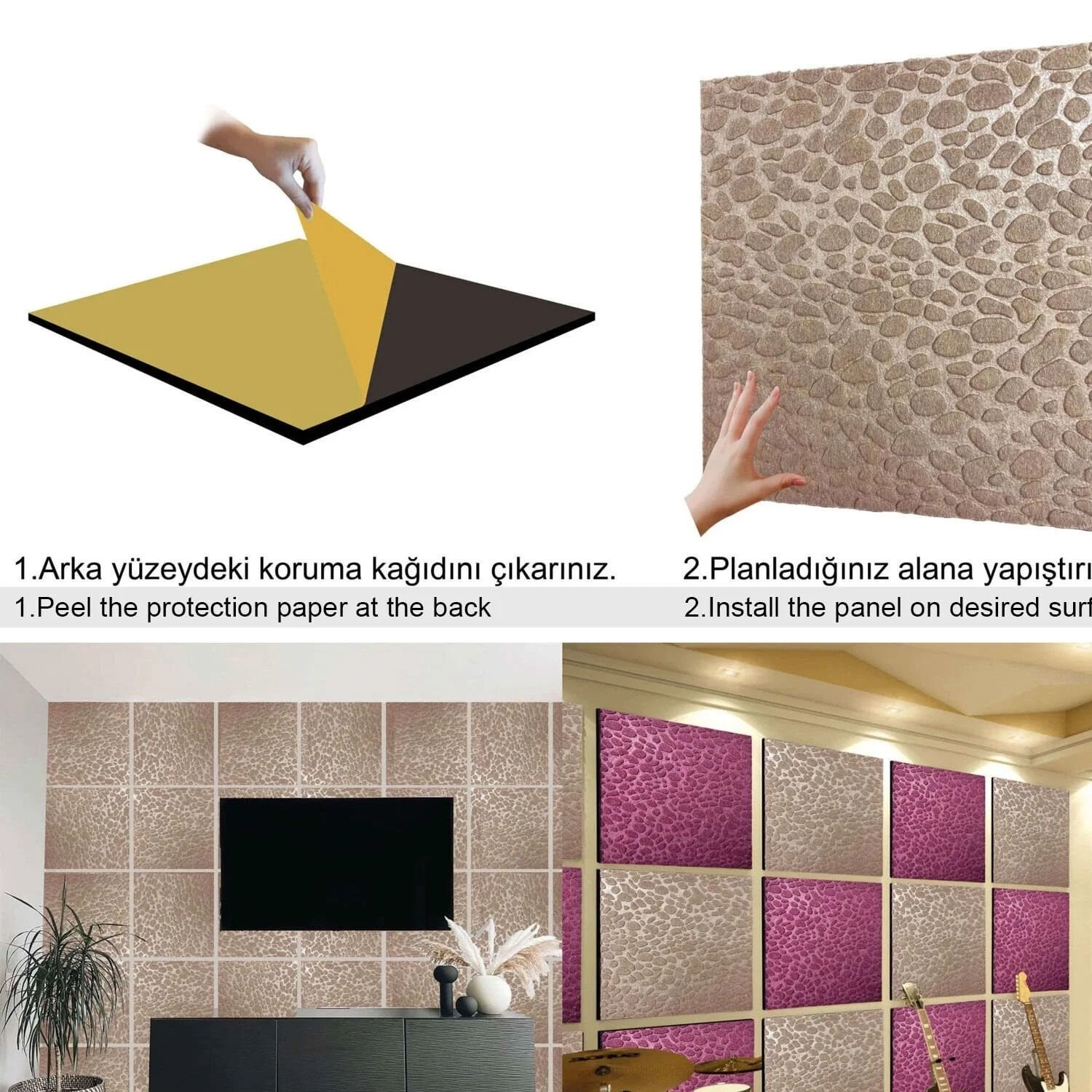 Tink Kendinden Yapışkanlı Keçe Akustik Ses ve Isı Yalıtım Paneli Devetüyü 41x41 cm