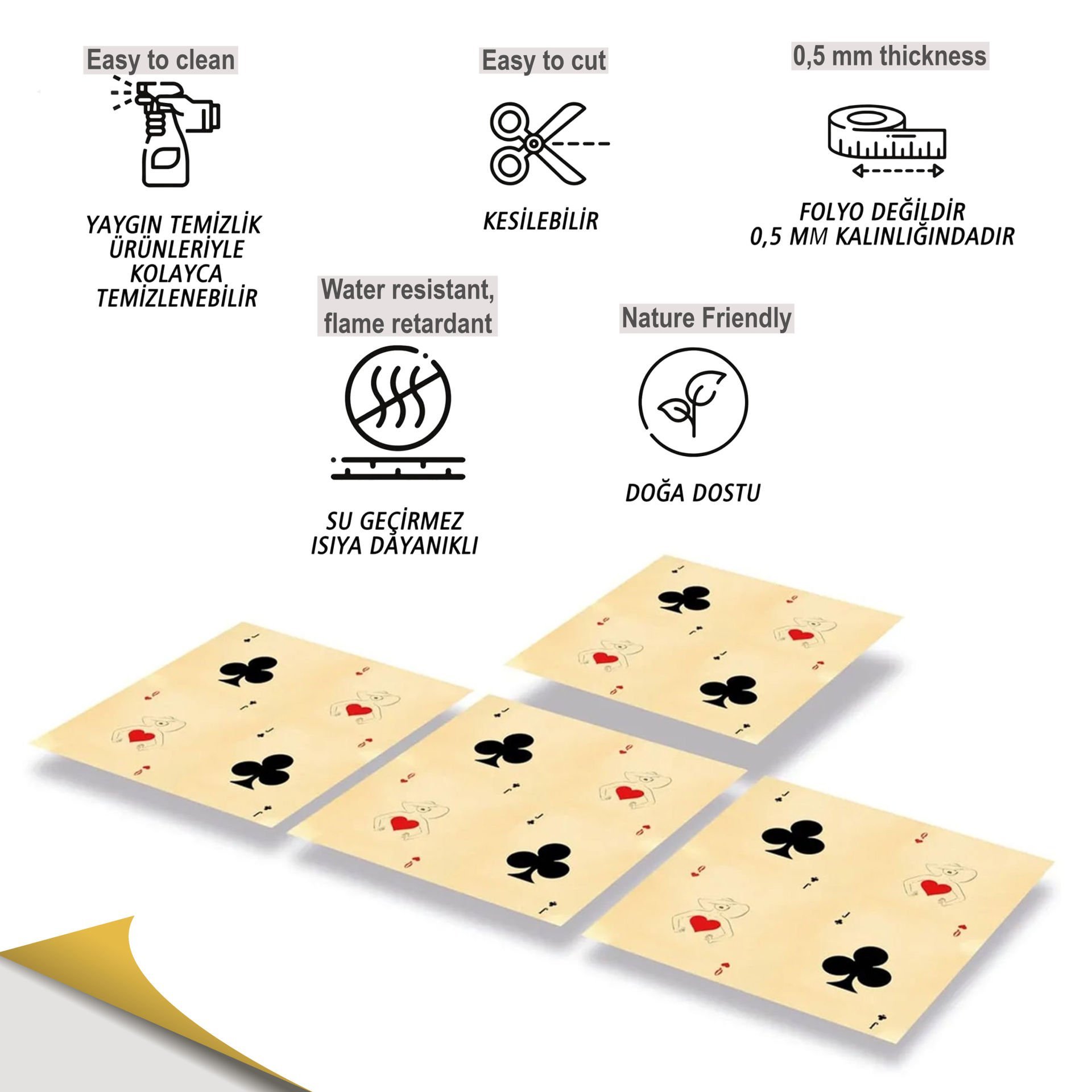 Tink Kendinden Yapışkanlı Pvc İskambil Kız 30x30 cm Kaplama