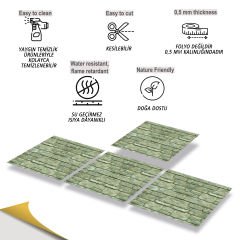 Tink Kendinden Yapışkanlı Pvc Yeşil Taş 30x30 cm Kaplama 5 m2 (56 Adet)