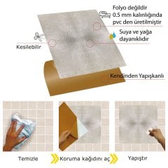 Tink Kendinden Yapışkanlı Metalik Mermer Desenli 30x30 cm Pvc Karo