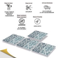 Tink Kendinden Yapışkanlı Mavi Kuş Deseni 30x30 cm Pvc Yer Duvar Döşemesi