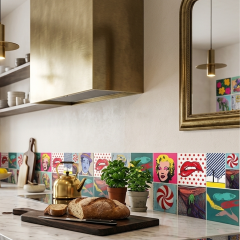 Tink Kendinden Yapışkanlı Popart3 Desenli Pvc Karo Kaplama