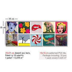 Tink Kendinden Yapışkanlı Pvc Karo Kaplama Popart 3 Desenli