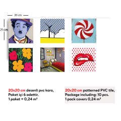 Tink Kendinden Yapışkanlı Pvc Karo Kaplama Popart 3 Desenli