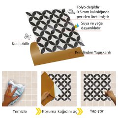 Tink Kendinden Yapışkanlı Yuvarlak Retro Desenli 30x30 cm Pvc Yer Duvar Döşemesi