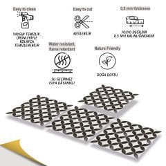 Tink Kendinden Yapışkanlı Yuvarlak Retro Desenli 30x30 cm Pvc Yer Duvar Döşemesi