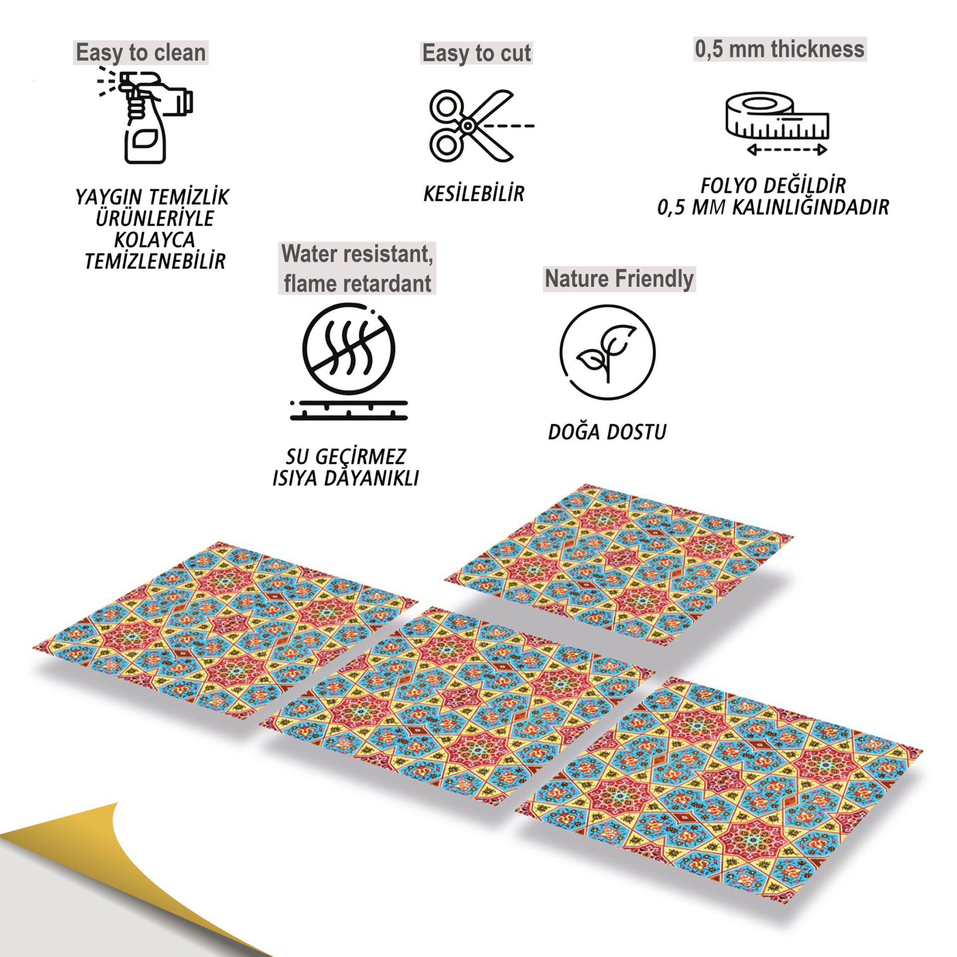 Tink Kendinden Yapışkanlı Selçuklu Yıldızı 30x30 cm Pvc Kaplama