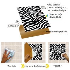 Tink Kendinden Yapışkanlı Zebra Desenli 30x30 cm Pvc Yer Duvar Döşemesi 1 m2 (11 Adet)