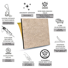 Tink Kendinden Yapışkanlı Keçe Akustik Ses ve Isı Yalıtım Paneli Devetüyü Dalgalı Desenli 48x48 cm