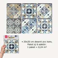 Tink Kendinden Yapışkanlı Fas 4 Dekoratif Mini Pvc Döşeme 20x20 CM 6'LI PAKET