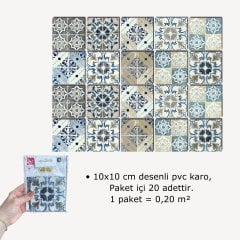 Tink Kendinden Yapışkanlı Fas 4 Dekoratif Mini Pvc Döşeme 20x20 CM 6'LI PAKET
