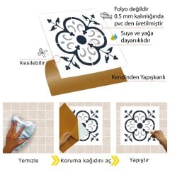 Tink Self Adhesive Solo Moroccan Patterned 30x30 cm PVC Floor Wall Covering