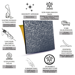 Tink Kendinden Yapışkanlı Keçe Akustik Ses ve Isı Yalıtım Paneli Antrasit Taş Desenli 48x48 cm