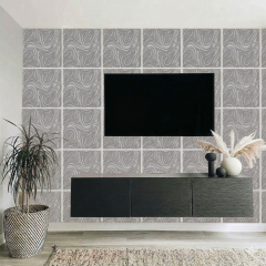 Tink Kendinden Yapışkanlı Keçe Akustik Ses ve Isı Yalıtım Paneli Gri Dalgalı Desenli 48x48 cm