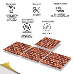 Tink Self Adhesive Red Brick 30x30 cm PVC Coating