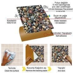 Tink Kendinden Yapışkanlı Çakıl Taşı 30x30 cm Pvc Kaplama 1 m2 (11 Adet)