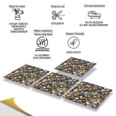 Tink Kendinden Yapışkanlı Çakıl Taşı 30x30 cm Pvc Kaplama 1 m2 (11 Adet)