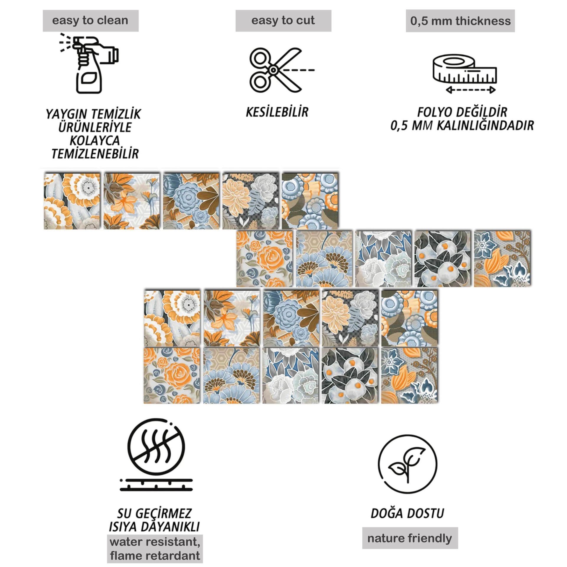 Tink Kendinden Yapışkanlı Fas 5 Dekoratif Mini Pvc Döşeme