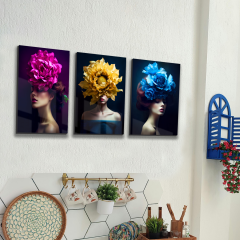 Cam Görünümlü Dekoratif 3'lü Tablo