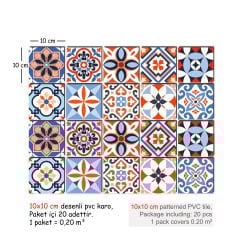 Tink Kendinden Yapışkanlı Karma Meksika Dekoratif Mini Pvc Karo Kaplama
