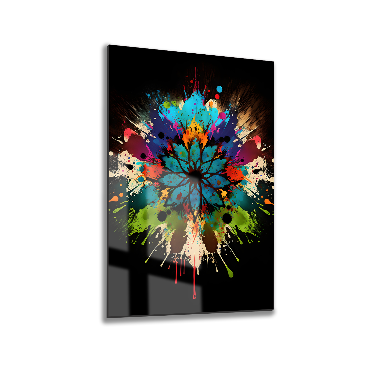 Modern Dekoratif Tablo, Cam Görünümlü, Yapışkanlı, Kolay Montaj, UV Baskılı Mandala Desenli