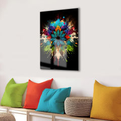 Tink Modern Dekoratif Tablo, Cam Görünümlü, Yapışkanlı, Kolay Montaj, UV Baskılı Mandala Desenli TT1000