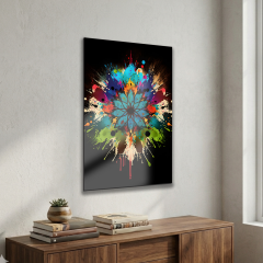 Tink Modern Dekoratif Tablo, Cam Görünümlü, Yapışkanlı, Kolay Montaj, UV Baskılı Mandala Desenli TT1000