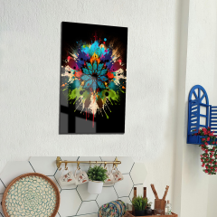 Tink Modern Dekoratif Tablo, Cam Görünümlü, Yapışkanlı, Kolay Montaj, UV Baskılı Mandala Desenli TT1000
