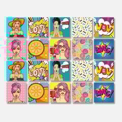 Tink Kendinden Yapışkanlı Karma Pop Art Dekoratif Mini Pvc Karo Kaplama 10x10 CM 20'Lİ PAKET