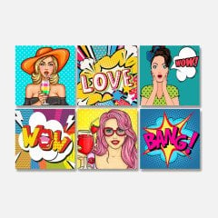 Tink Kendinden Yapışkanlı Karma Pop Art Dekoratif Mini Pvc Karo Kaplama