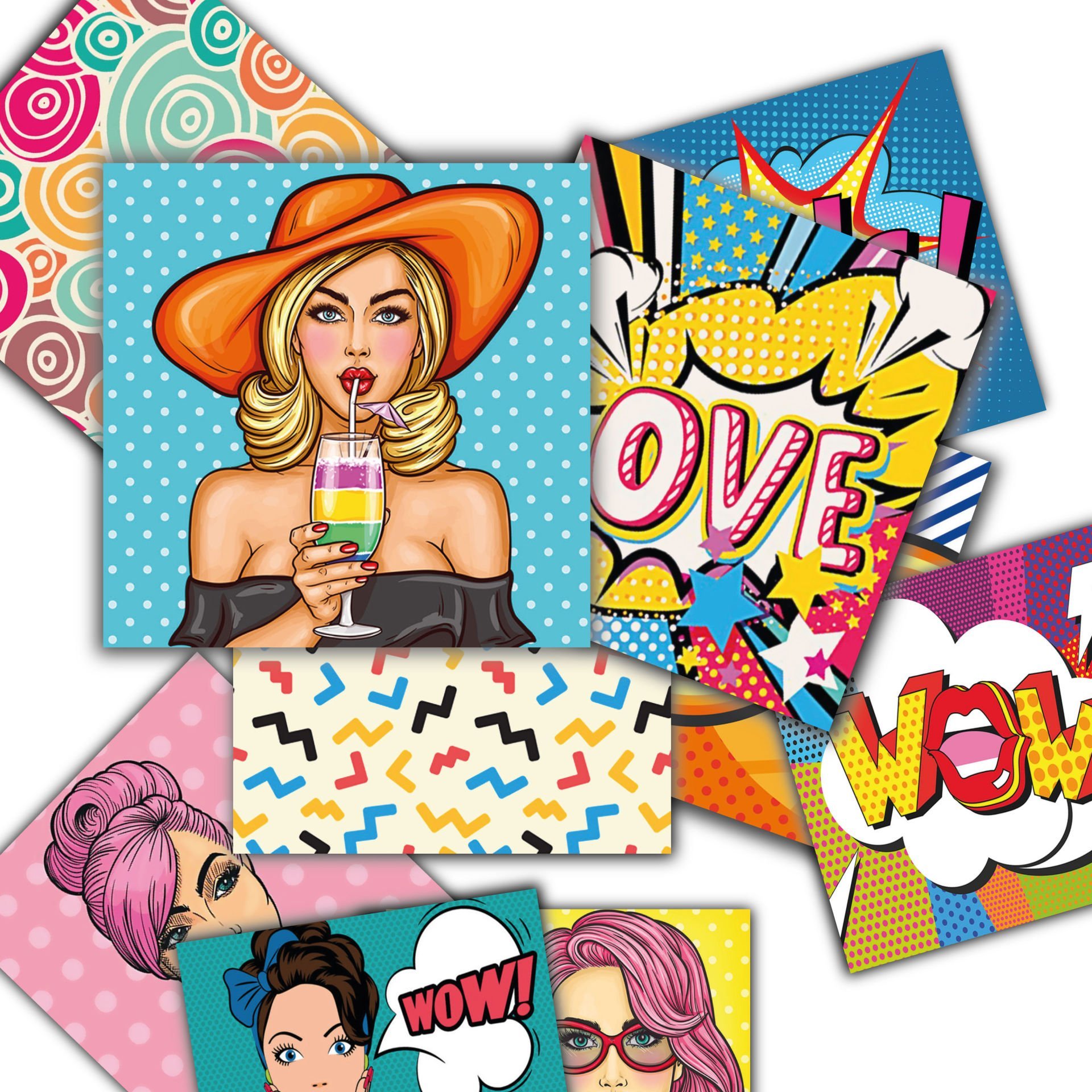 Tink Kendinden Yapışkanlı Karma Pop Art Dekoratif Mini Pvc Karo Kaplama 10x10 CM 20'Lİ PAKET
