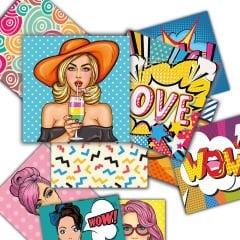 Tink Kendinden Yapışkanlı Karma Pop Art Dekoratif Mini Pvc Karo Kaplama 10x10 CM 20'Lİ PAKET