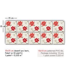 Tink Self Adhesive Red Flower Decorative Mini PVC Tile Covering