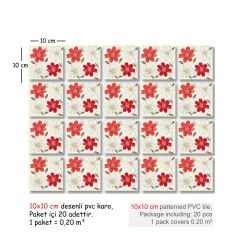 Tink Self Adhesive Red Flower Decorative Mini PVC Tile Covering
