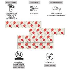 Tink Self Adhesive Red Flower Decorative Mini PVC Tile Covering