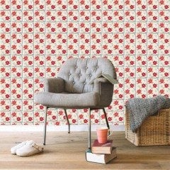 Tink Self Adhesive Red Flower Decorative Mini PVC Tile Covering