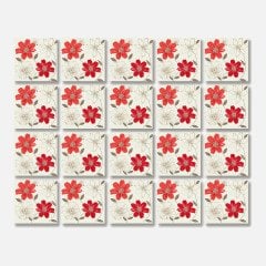 Tink Kendinden Yapışkanlı Kırmızı Çiçek Dekoratif Mini Pvc Karo Kaplama 10x10 CM 20'Lİ PAKET