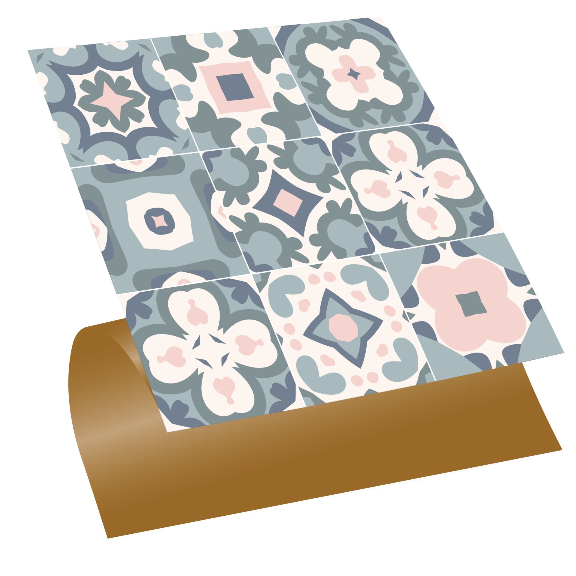 Tink Kendinden Yapışkanlı Yeşil-Pembe Desenli 30x30 cm Pvc Yer Duvar Döşemesi