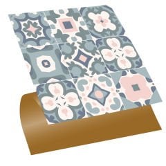 Tink Kendinden Yapışkanlı Yeşil-Pembe Desenli 30x30 cm Pvc Yer Duvar Döşemesi